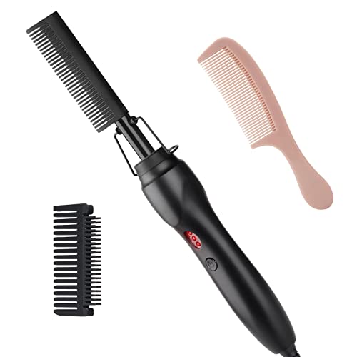 Erokicysh Black Hot Comb - Portable Ceramic Straightening & Curling Brush