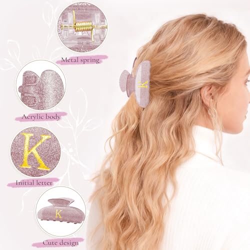 Lavender Glitter Initial Hair Clip P - Fxcert Personalised Acrylic Letter