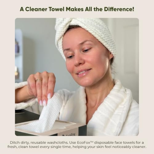 EcoFox Disposable Face Towels XL, 10x12 Inch, 120 Pack, Dual-Textured Wipes