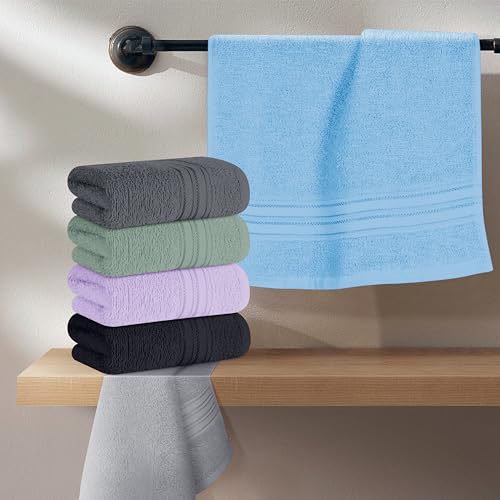 BOUTIQUO Multicolor Set of 12 Ultra Soft Cotton Washcloths 12x12 Inches - Face & Body Towels