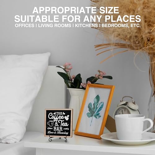 Wooden Coffee & Tea Bar Decor Sign with Stand - 5x5 Inches