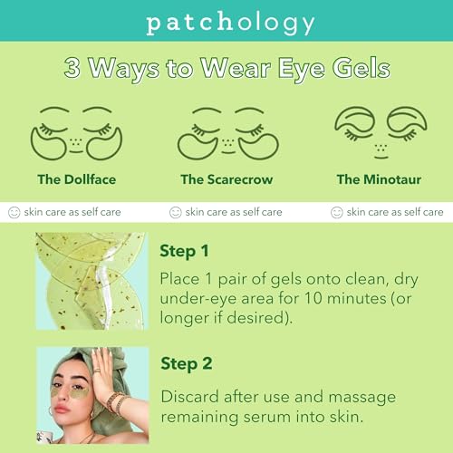 Patchology Perk Up Green Tea Under Eye Patches - 5 Pack Hydrating Gel Masks for Puffiness & Dark Circles