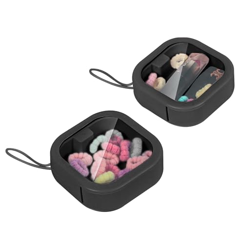 Chfory 2pcs Small Portable Hair Tie Organizer Wall Mount or Stackable Black