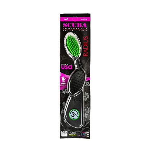 RADIUS Flex Toothbrush for Left Hand - Black/Green, BPA Free