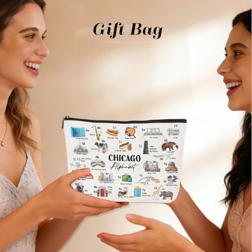 ChiCaGo Alphabet Cosmetic Bag – PQV Travel MakeUp Pouch for Women (Chicago Lovers)