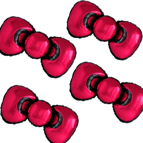 Red Bow Foil Balloons - 4 Pack for Birthday & Valentine's Parties