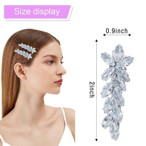 LLSME 2Pcs Sparkly Crystal Hair Clips BF - Rhinestone Duckbill Hair Pins