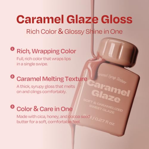 Korean Lip Gloss Lip Stain No.5 Cacao 50% Caramel Shine Moisturizing