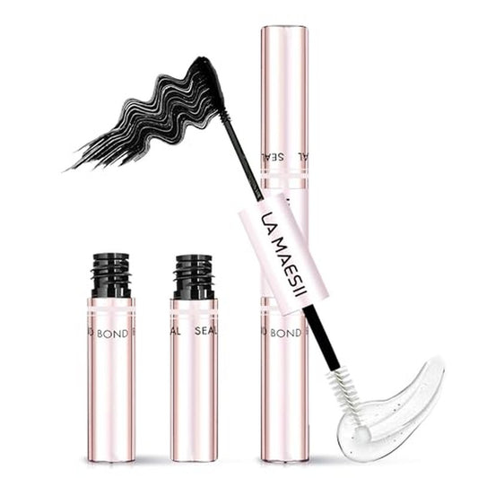 LA MAESII Lash Cluster Glue, Lash Bond and Seal for Eyelash Clusters, 10ml Bond and Seal, Waterproof, 2-in-1 Home Use, Strong Hold for 72H