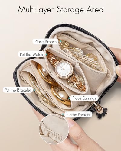VLANDO Travel Jewelry Case - Compact Velvet Organizer with Zipper