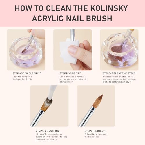 3PCS Acrylic Nail Brush Set - Sizes 8/10/12 for Nail Art