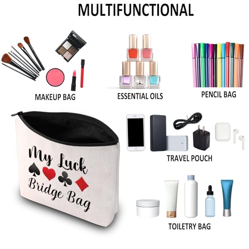 G2TUP White Bridge Player Cosmetic Bag - Card Game Lover Gift, Travel Organizer