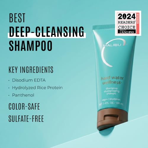 Malibu C Hard Water Hair Clarifying Shampoo Travel Size 3.4 oz - Sulfate-Free Chelating Formula for Build Up & Scalp Detox