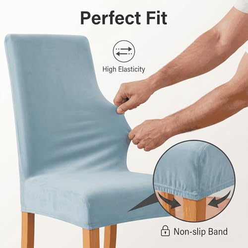 Deisy Dee Velvet Dining Chair Covers - Washable & Stretchable Slipcovers