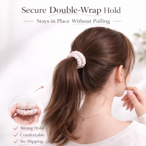 9PCS Skinny Satin Scrunchies - Gentle Anti-Frizz Hair Ties for Women