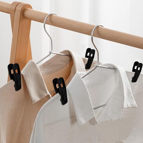 20 Pcs Black Velvet Hangers Clips for Pants, Skirts & Scarves