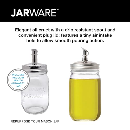 Jarware Mason Jar Oil Dispenser with Stainless Steel Spout - 16oz