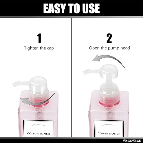 YACEYACE Pink Travel Shampoo and Conditioner Dispenser Set - 22oz