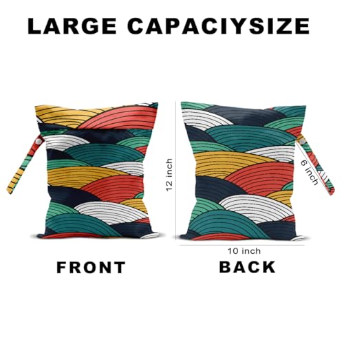 Multicolor Wet Dry Bag - 2 Pcs Wave Print Reusable Makeup & Swimsuit Bags