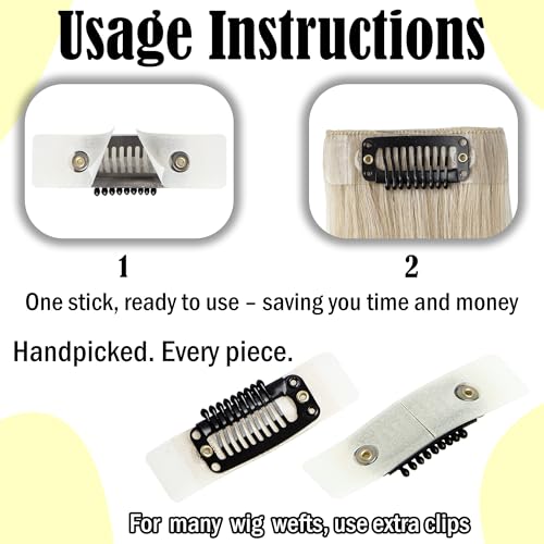 Black Metal Wig Clips - 6 Pack, 15x55mm, No-Sew Hair Extension Clips