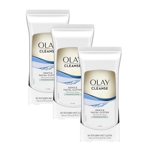 Olay Gentle Facial Cloths, Fragrance Free - 30 Count (Pack of 3)