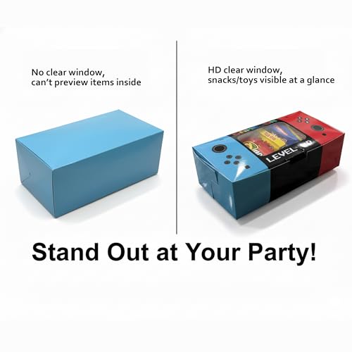 12PCS Video Game Party Favor Boxes with Clear Window - Gamer Treat Boxes