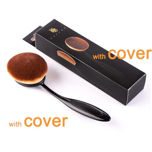 2 Pcs Oval Foundation Makeup Brushes - Large Synthetic Face Brushes, Black & Rose Gold