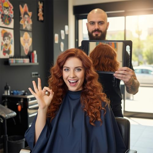 Large Handheld Barber Mirror with Dual Handles - Unbreakable Salon Mirror