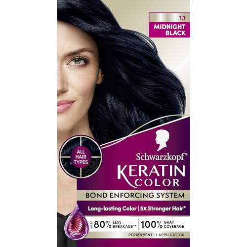 Schwarzkopf Keratin Color 1.1 Midnight Black Permanent Hair Dye