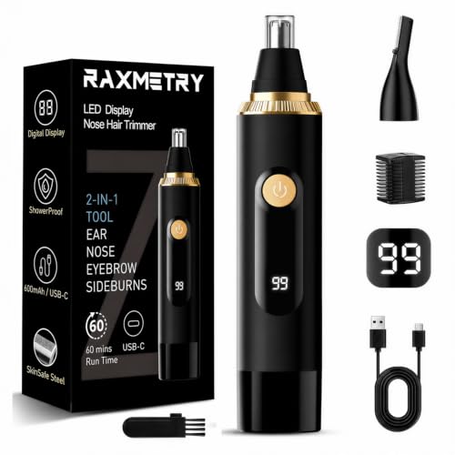 RAXMETRY USB Rechargeable Nose Hair Trimmer Blackgold - Painless & Waterproof