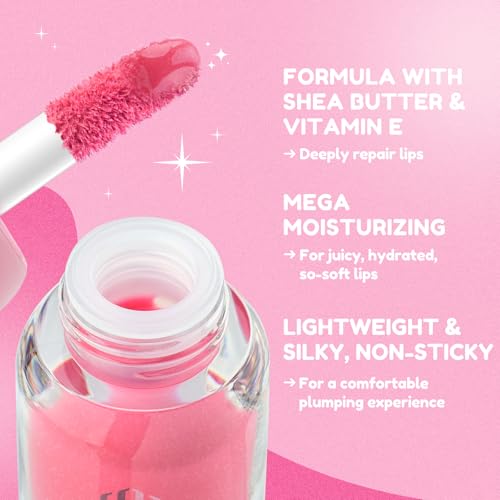 Color Nymph Frosted Rose 3D Lip Plumper Set - High Shine Hydrating Gloss, Non-Sticky Moisturizer, 2 Pack