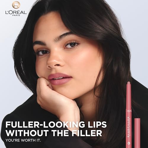 L'Oreal Paris Blurfiller Lip Liner, Lightweight, Buildable, and Sculpting Lip Pencil, Line, Define, and Contour for Fuller-Looking Lips, Nude Espresso, 0.21 oz