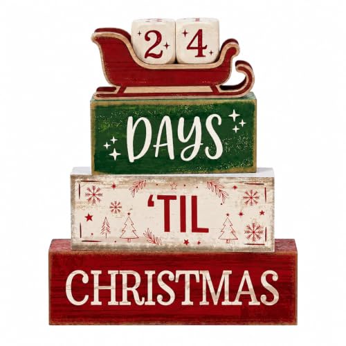 99-Day Christmas Countdown Wooden Table Decor - Farmhouse Sleigh Centerpiece
