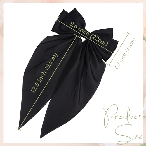 MRJ 4 Pcs Satin Hair Bows - Large Hair Clips for Women & Girls