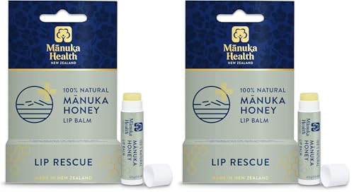 Manuka Health Lip Rescue Lip Balm 0.16 oz (Pack of 2) - Natural MGO 250+ Honey & Beeswax