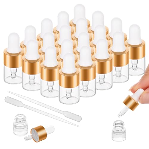 20 Pack 1ml Mini Dropper Bottles for Essential Oils, Perfumes & DIY Liquids