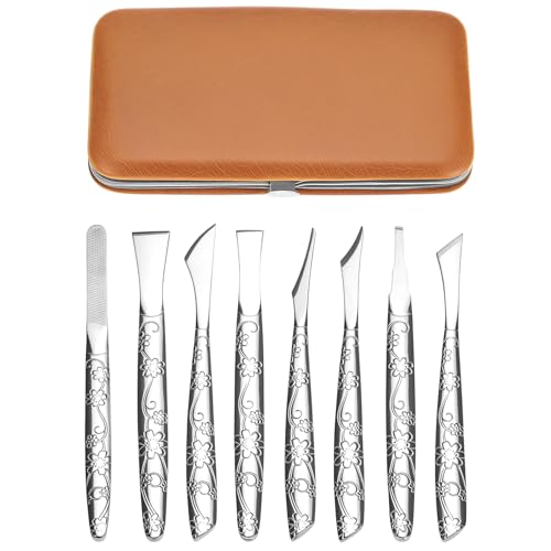 QWORK 8-Piece Stainless Steel Pedicure Kit for Ingrown Toenails & Callus