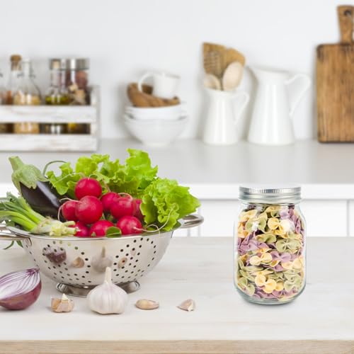 HOXHA 8oz Clear Glass Mason Jars with Lids - 6 Pack for Food Storage