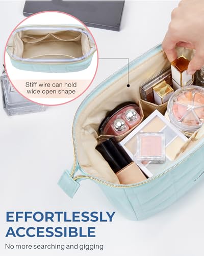 BAGSMART Travel Makeup Bag - Padded Toiletry Organizer in Mint Green
