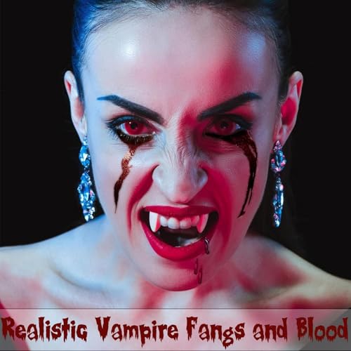 Vampire Halloween Makeup Kit with Fake Blood & Fangs - 7 PCS