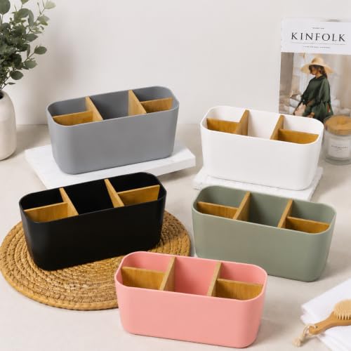 Electric Toothbrush and Toothpaste Organizer with Bamboo Divider