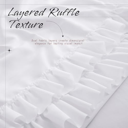 Vonty White Ruffled Pillow Cases Set of 2, 20x26 Inch Microfiber