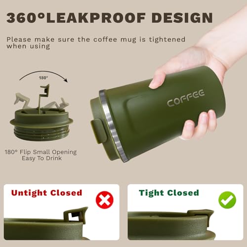 SPLMIFA 12oz Travel Coffee Mug - Leak-Proof Insulated Tumbler