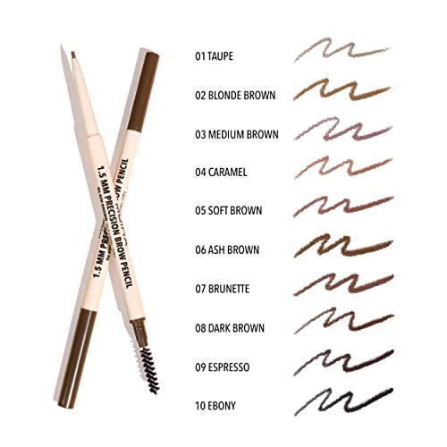 Moira Precision Brow Pencil Dark Brown - Eyebrow Makeup with Spoolie
