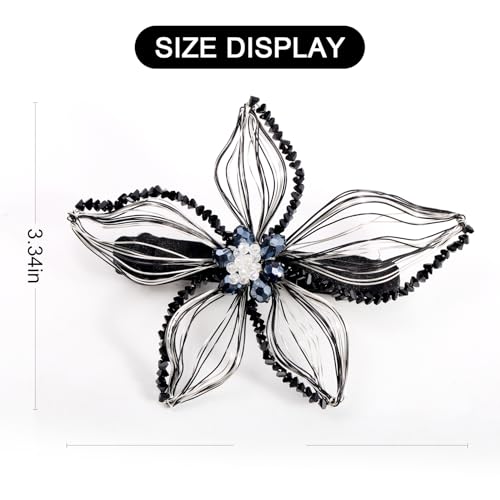 Mistofu Black Handmade Copper Wire Flower Hair Barrettes for Women & Girls
