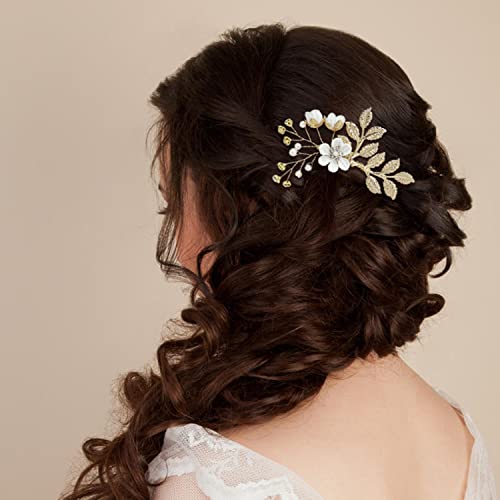 36-Piece Gold Bridal Hair Accessory Set with Flower and Leaf Designs