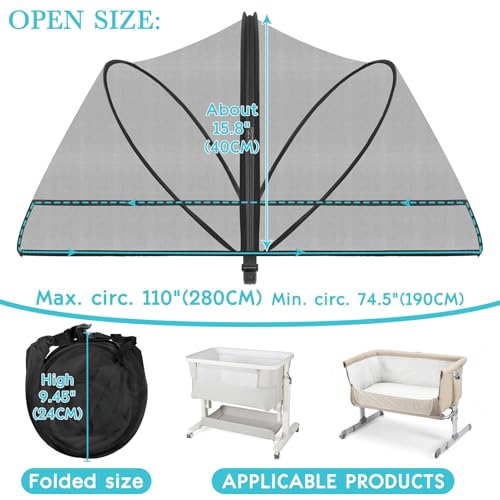 Portable Bassinet Mosquito Net Cover - Breathable Mesh Canopy for 36x21 Inch Bassinets
