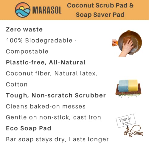Marasol Coconut Fiber Soap Saver and Scrub Pad - 4-Pack