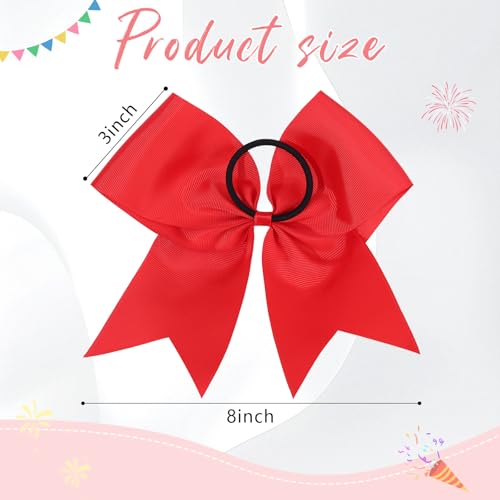Red Cheer Bows for Cheerleaders Girls 8-inch Glitter Hair Accessories