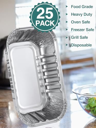 NEEBAKE 25 Pack Mini Disposable Aluminum Loaf Pans with Lids